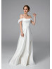 Off Shoulder Ivory Satin Tulle Chic Wedding Dress